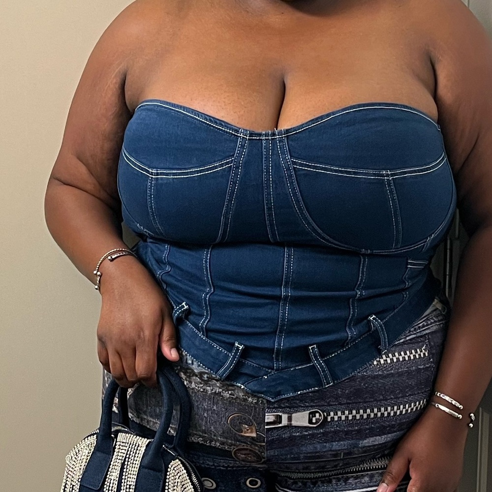 Denim Strapless Corset Top - Picture 3 of 4